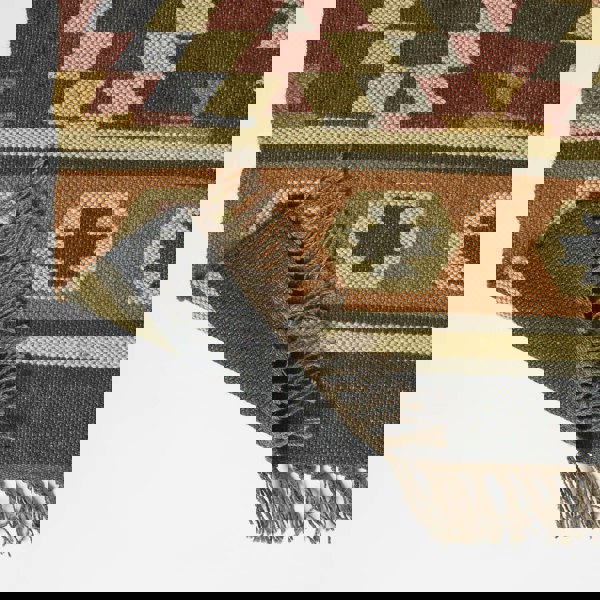 HOMESCAPES Lucea Orange & Blue Kilim Wool Rug