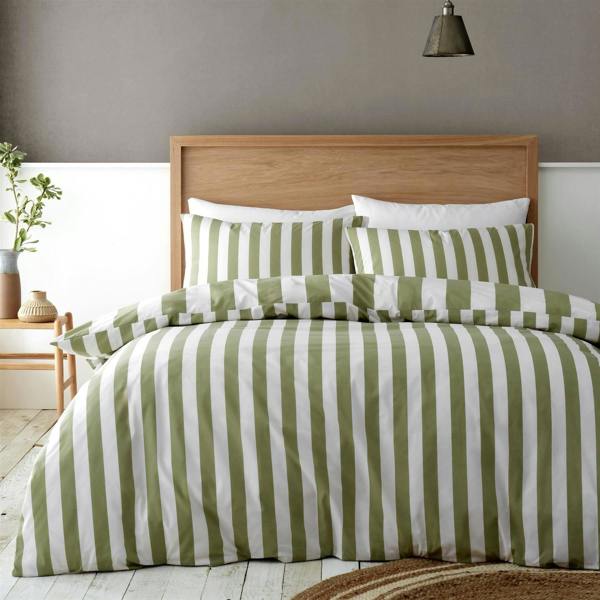 Cove Stripe Green Duvet Cover Set