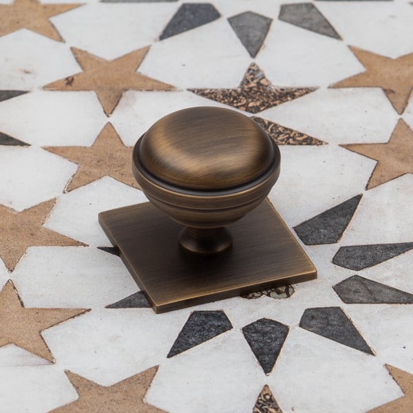 Handle & Home Antique Brass Round Knobs & Cup With Backplate