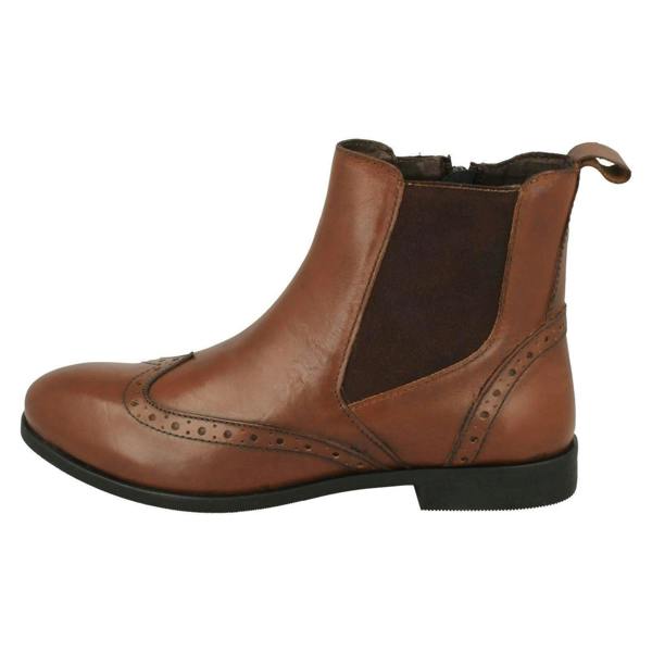 Leather Collection Ladies Leather Collection Brogue Detailed Chelsea Boots F4455