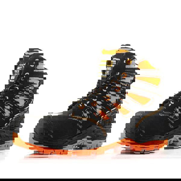 Buckbootz BVIZ2 Mens Lace Up S7S Composite Safety Ankle Boots, black and orange safety work boots with lace-up design and durable sole.