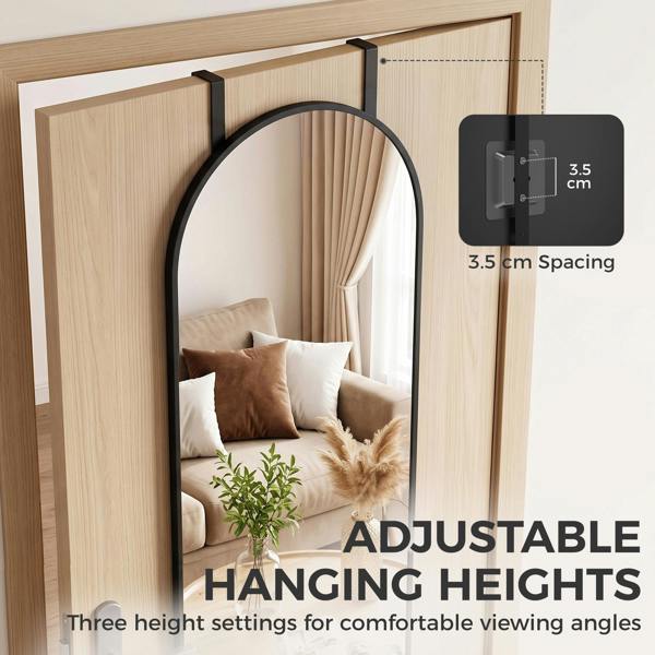 HOMCOM 40 x 110 cm Full Length Hanging Mirror, Arched Mirror, Black