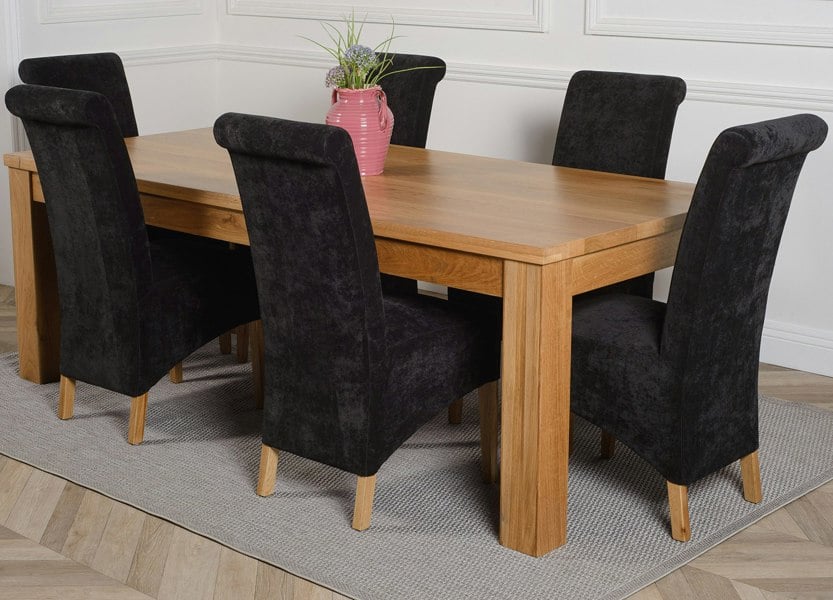 That's Furniture Dakota Extra Large Oak Dining Table with Montana Fabric Chairs