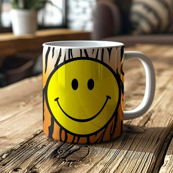 Tiger Print Smiley face Mug - Love Frankie