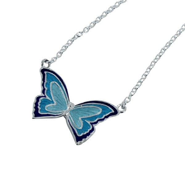 Sterling Silver Enamel Butterfly Necklace - Reeves & Reeves