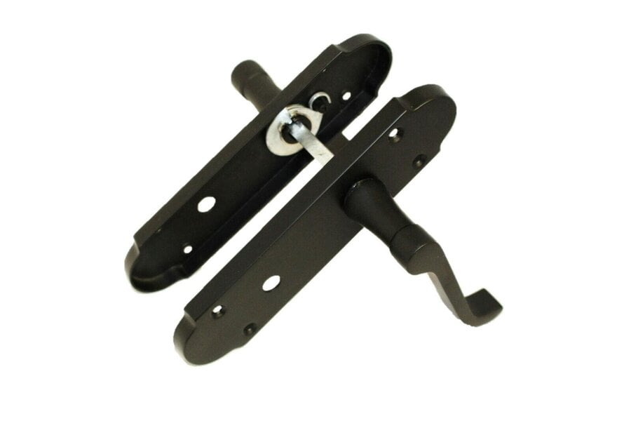 EDH Door Hardware Matt Black Victorian Scroll Bathroom Door Handles With Sash Lock Epsom Pack