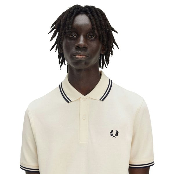 Fred Perry Twin Tipped Polo Shirt Ecru/Tennis Blue