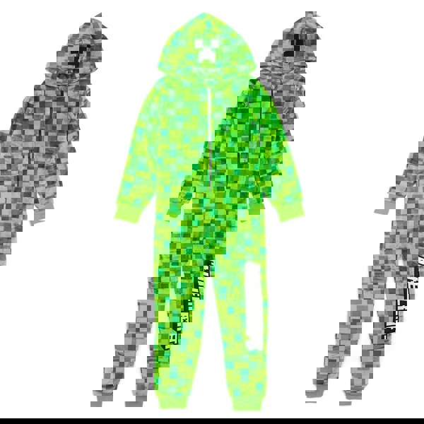 Minecraft Boys Creeper Pixel Jumpsuit Onsie - Green