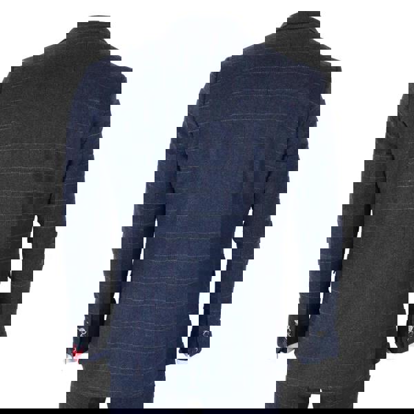 TruClothing TP-32 - Men's Navy Blue 3 Piece Wool Blend Tweed Suit