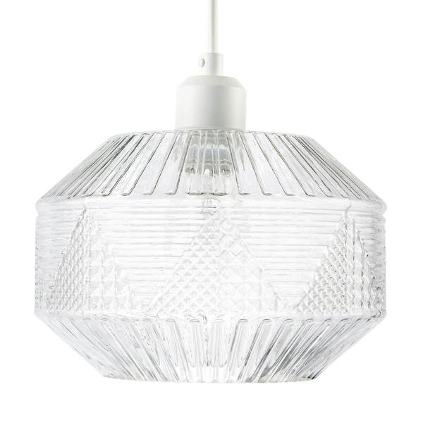 Designer Multi-Faceted Hexagonal Drum Clear Glass Pendant Light Shade Image 4