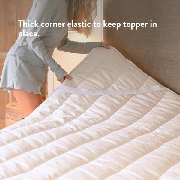 Thick corner elastic. Natural 100% British Wool Mattress Topper thick handmade in the UK 100% cotton OEKO TEX Standard 100
