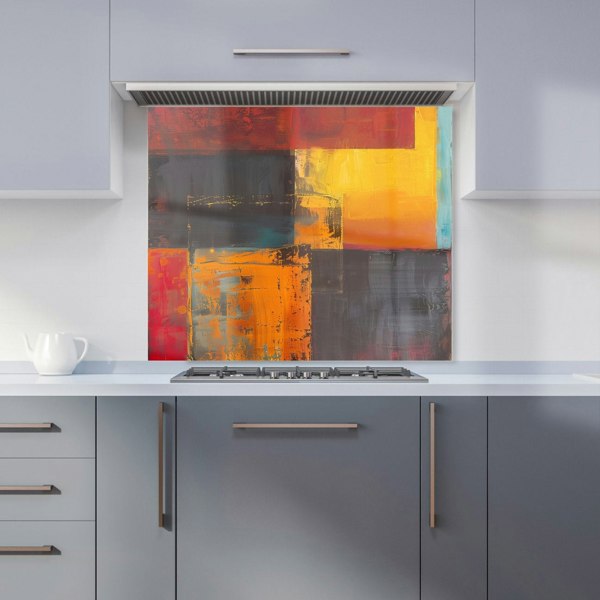 Warren Reed - Designer Golden Blocks Of Abstract Kitchen Splashback