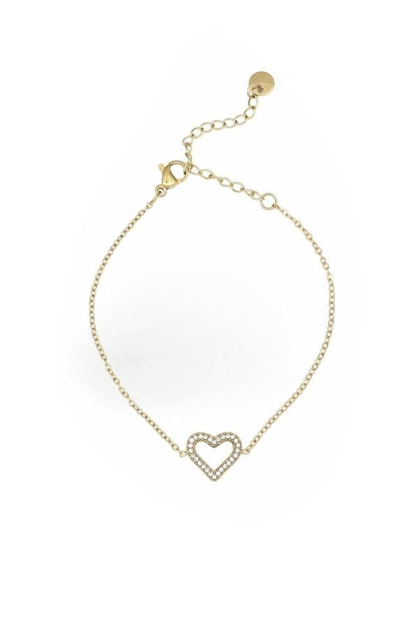 Say It With Open CZ Heart Bracelet - Yellow Gold