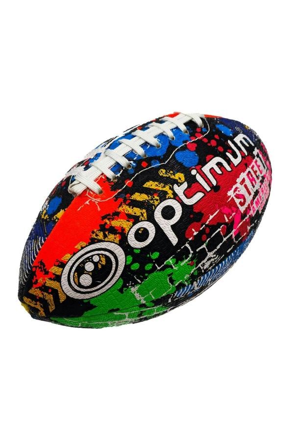 Optimum Street American football, angled with logo and laces up, graffiti print - Optimum