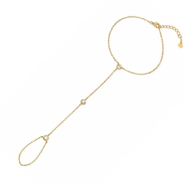Spero London Sterling Silver Simple Jewelled Hand Chain