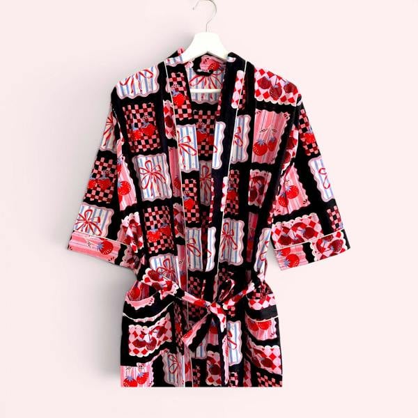Hayley & Co Cherry and Bow Print 100% Cotton Dressing Gown