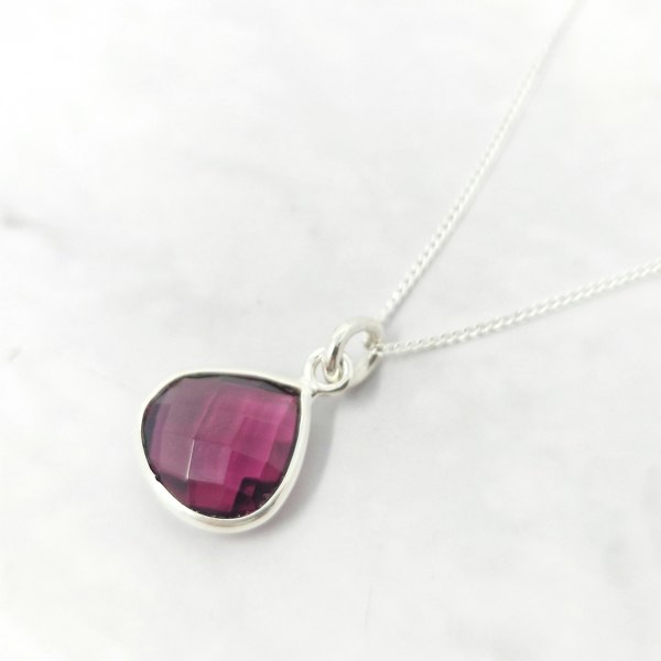 Pink Tourmaline October Birthstone Sterling Silver Necklace