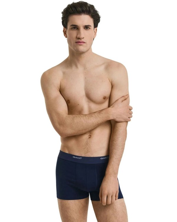 GANT 3-Pack Core Logo Boxer Trunks, Navy/White/Red