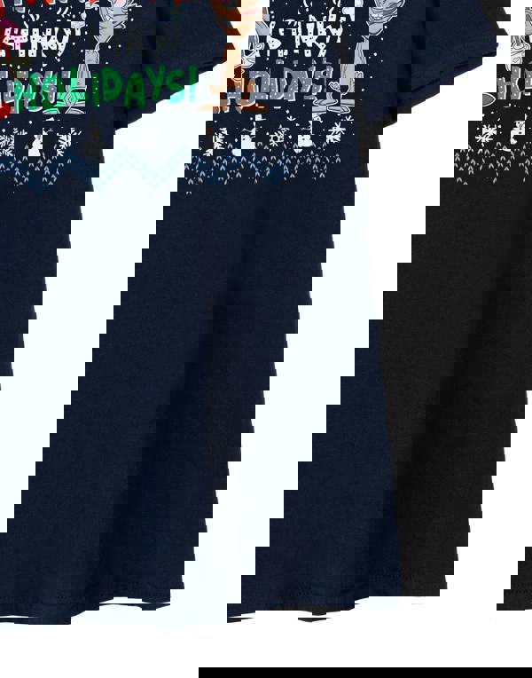 Ren & Stimpy Mens Blue Happy Stinky Holidays Short Sleeved T-Shirt