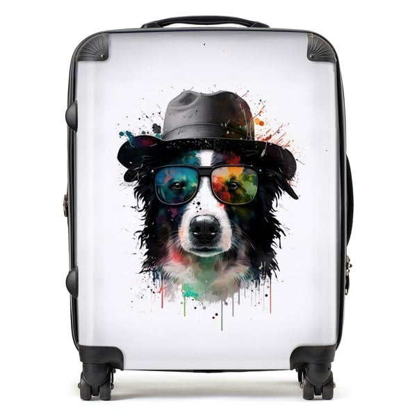 Warren Reed Border Collie Dog Splashart Suitcase