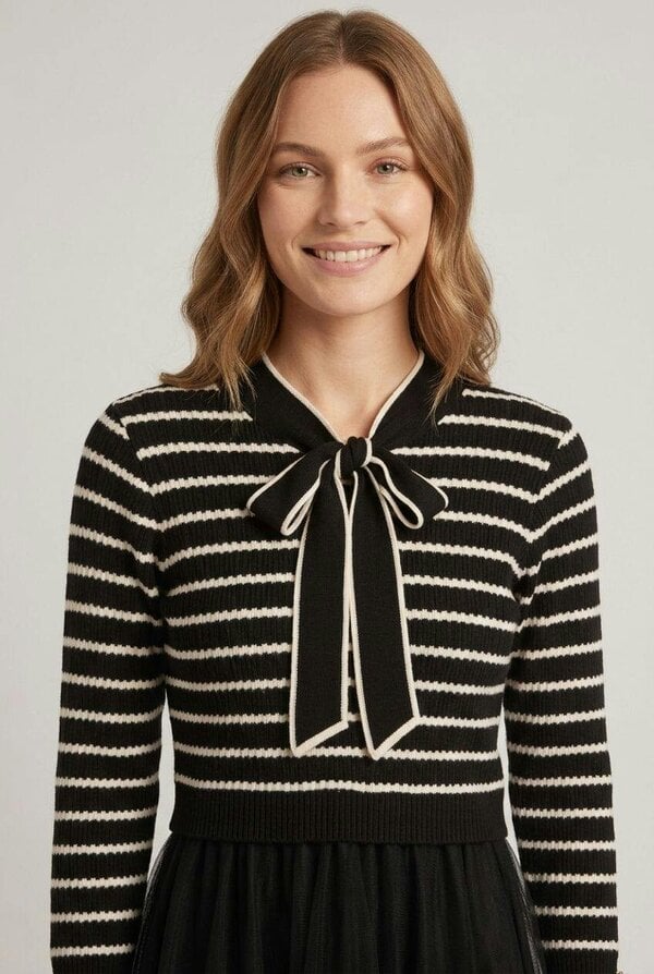 Izabel London Striped Mesh Layered Midi Jumper Dress