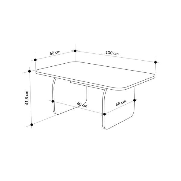 Decortie Modern Coffee Table Radius Edges with Flat Panel Legs Japandi Style Particleboard Living Room 100cm