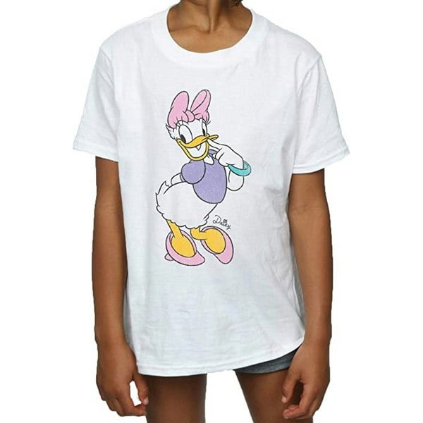 Disney Girls Classic Daisy Duck Cotton T-Shirt - White