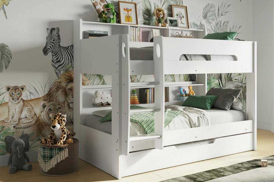 Interstellar Bunk Bed with Storage White