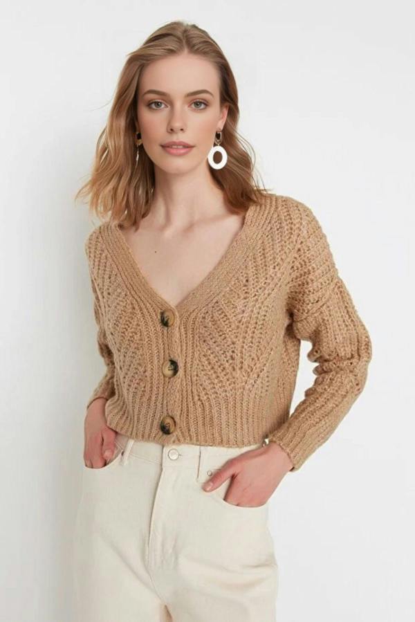 WOVCOR Soft Textured Crop Knit Cardigan