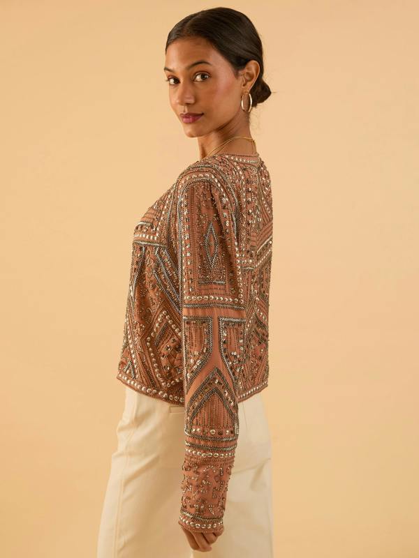 Rose & Nancy Briar Mink Pink Sequin Trophy Jacket