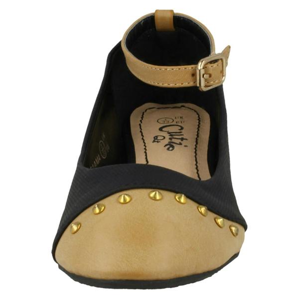 Cutie Girls Cutie Flat Ankle Strap Studded Edge Toecap Ballerina