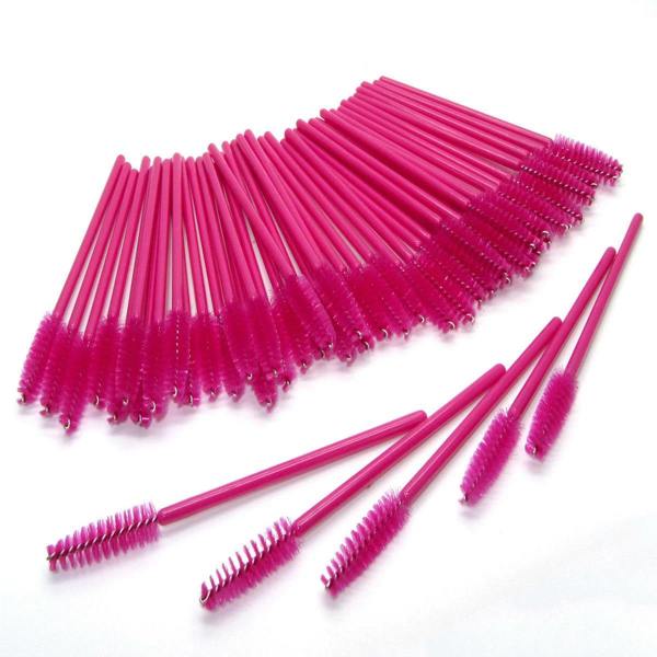 ATEK 100 Disposable Mascara Wands Eyelash Brushes Hot Pink