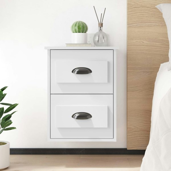 Berkfield Wall-mounted Bedside Cabinet White 41.5x36x53cm