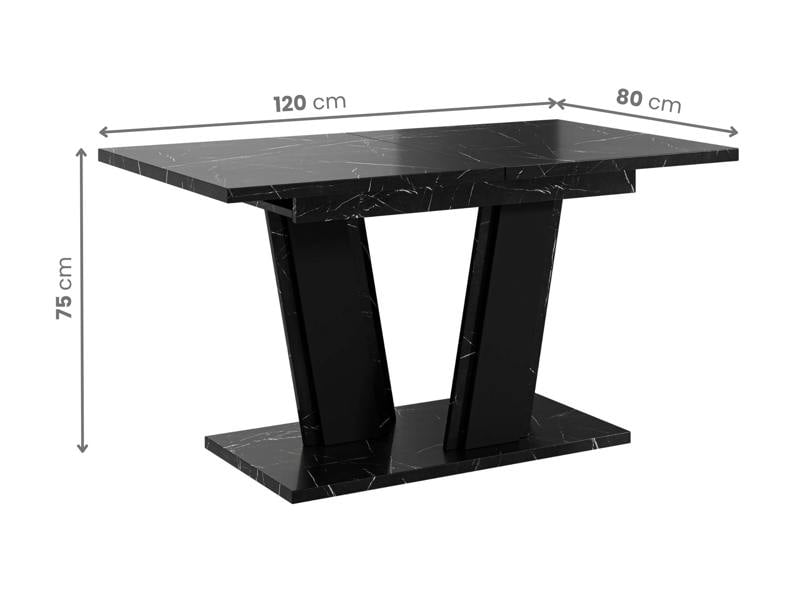 PHD Furniture MUSS Extendable Dining Table 120–160cm – Black Marble Effect