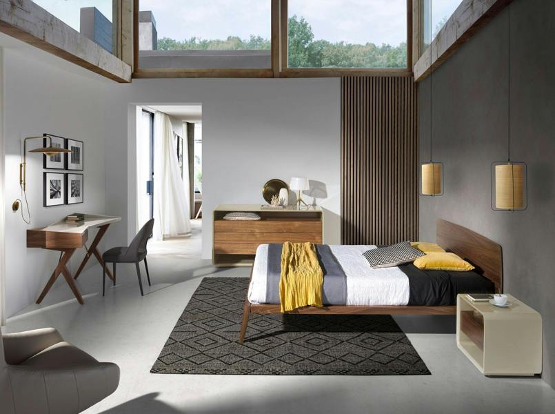 Angel Cerdá Bedside Table Walnut and Grey Wood 7134
