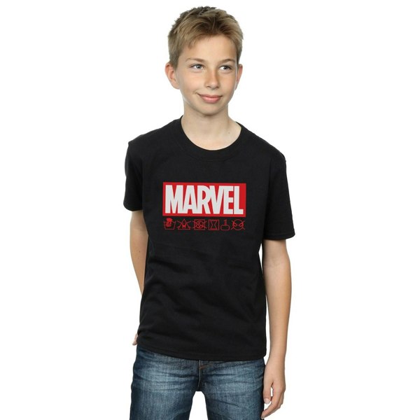 Marvel Boys Logo Wash Care T-Shirt - Black