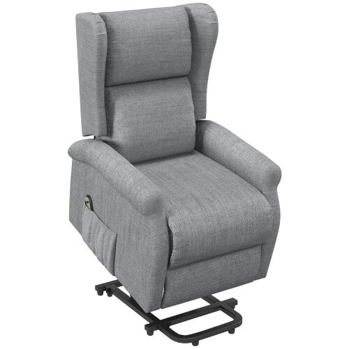 Bobobiy Power Lift Recliner Armchair, Electric Lift Chair for Elderly, Fabric Riser and Reclining Chair with Remote Control, Extended Footrest, Grey