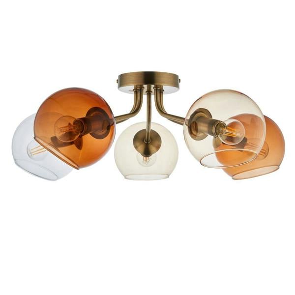 Pagazzi Lighting Branco 5 Light Antique Brass Semi Flush Ceiling Light