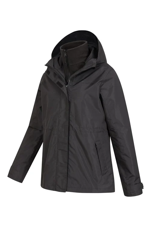 Mountain Warehouse Womens/Ladies Fell 3 in 1 Water Resistant Jacket - Black