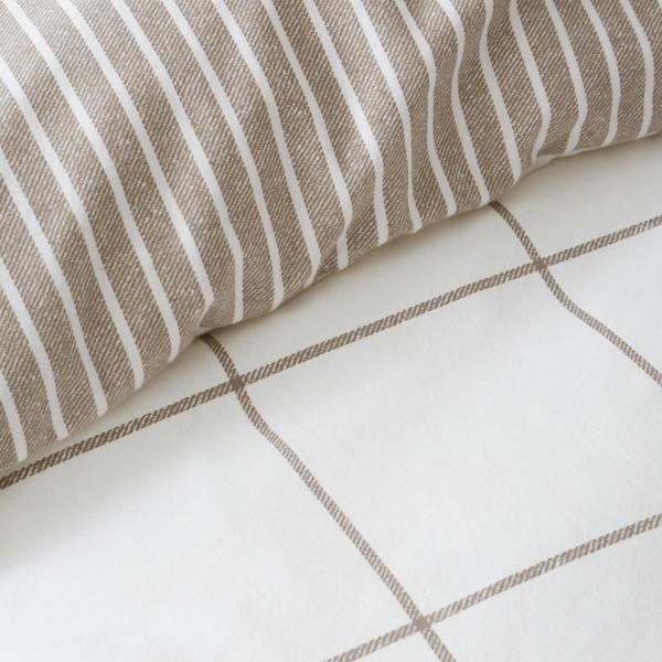 Bianca Brushed Regal Check Cotton Reversible Duvet Cover Set Mole
