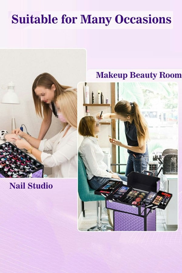 Living and Home 4 in 1 Professional Cosmetic Makeup Train Case Makeup Trolley Luggage