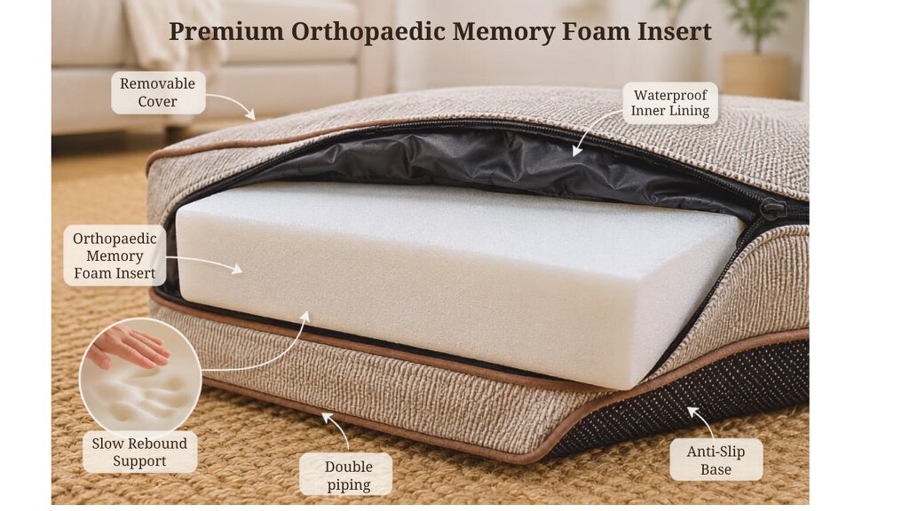Snug and Cosy Pets Heritage Tweed Orthopaedic Pet Lounger - Comfort & Support