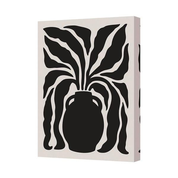 Benjamin Tate Design Gallery Wrapped Canvas Art Print Black Vase Plant In Neutral Tones