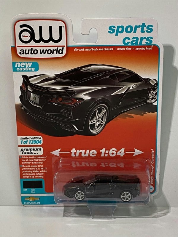 2020 chevy corvette black 1:64 scale auto world aw64282a