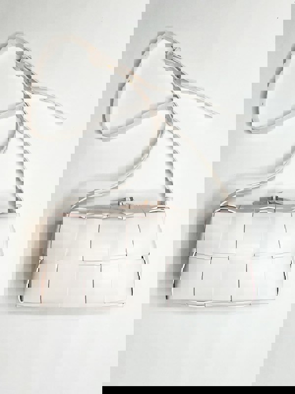 SVNX Woven PU shoulder bag in Cream