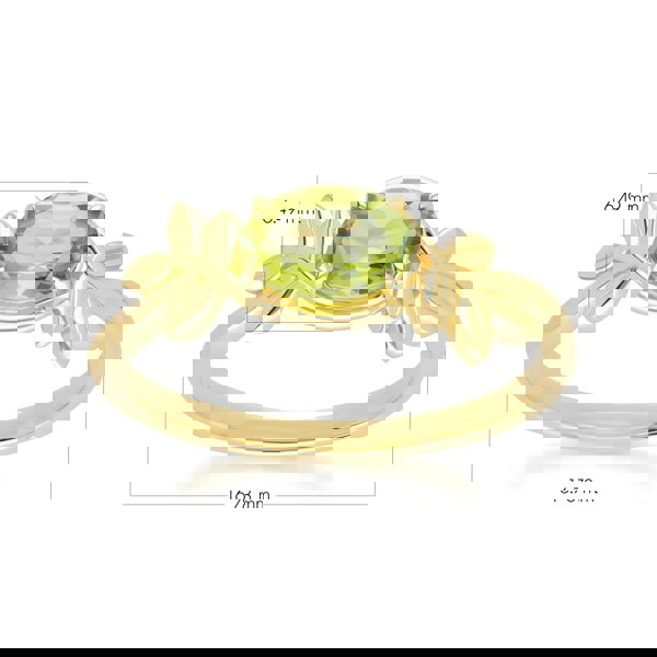 135R2092019 O Leaf Peridot Ring In 9ct Yellow Gold Dimensions