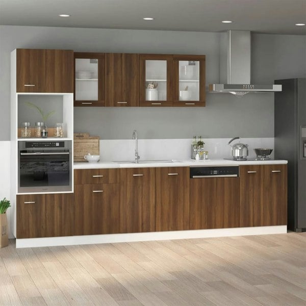 Berkfield Microwave Cabinet Brown Oak 60x57x207 cm Engineered Wood