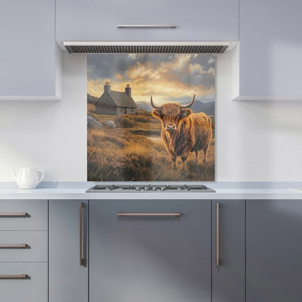 Warren Reed - Designer Highland Cow And A Cottage Kitchen Splashback