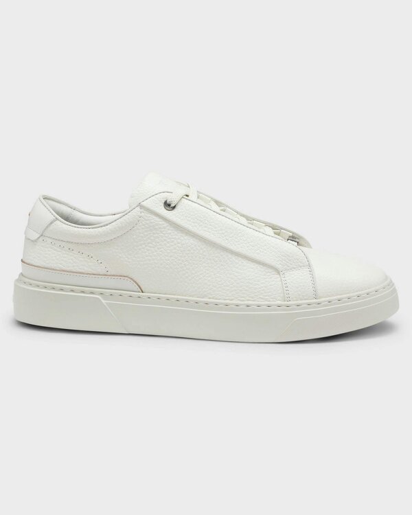 BOSS Orange Gary Mens Trainers in Grained Leather - Open White 112