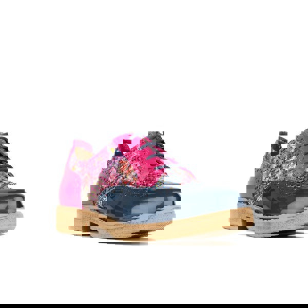 Embassy London The Artist - Blue & Pink Hummingbird - Women's leather lace-up shoe with brogue detailing